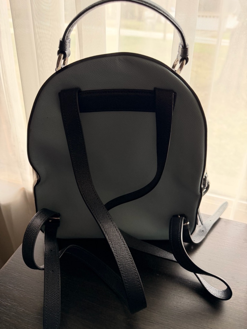 Coach Pebbled Leather Dome Backpack and wallet in Light Blue and Dark Blue Trim - Picture 2 of 7